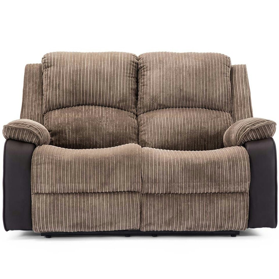 image 1 of Postana 2 Seater Manual High Back Jumbo Cord Fabric Recliner Sofa (Brown)