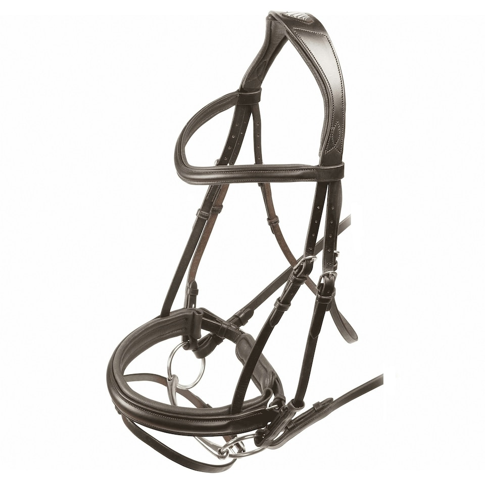 image 1 of Velociti Leather Horse Dressage Bridle - Havana - Cob