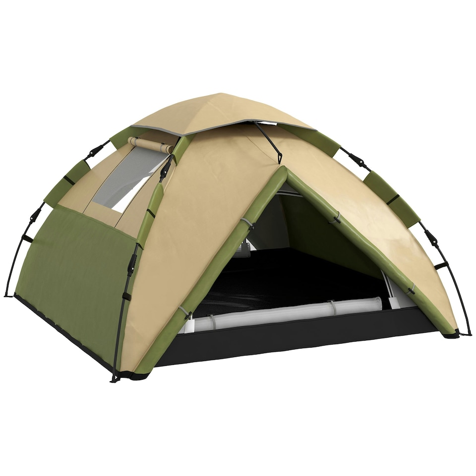 image 1 of Outsunny 3-4 Man Camping Tent Portable with Bag, Quick Setup, Dark Green