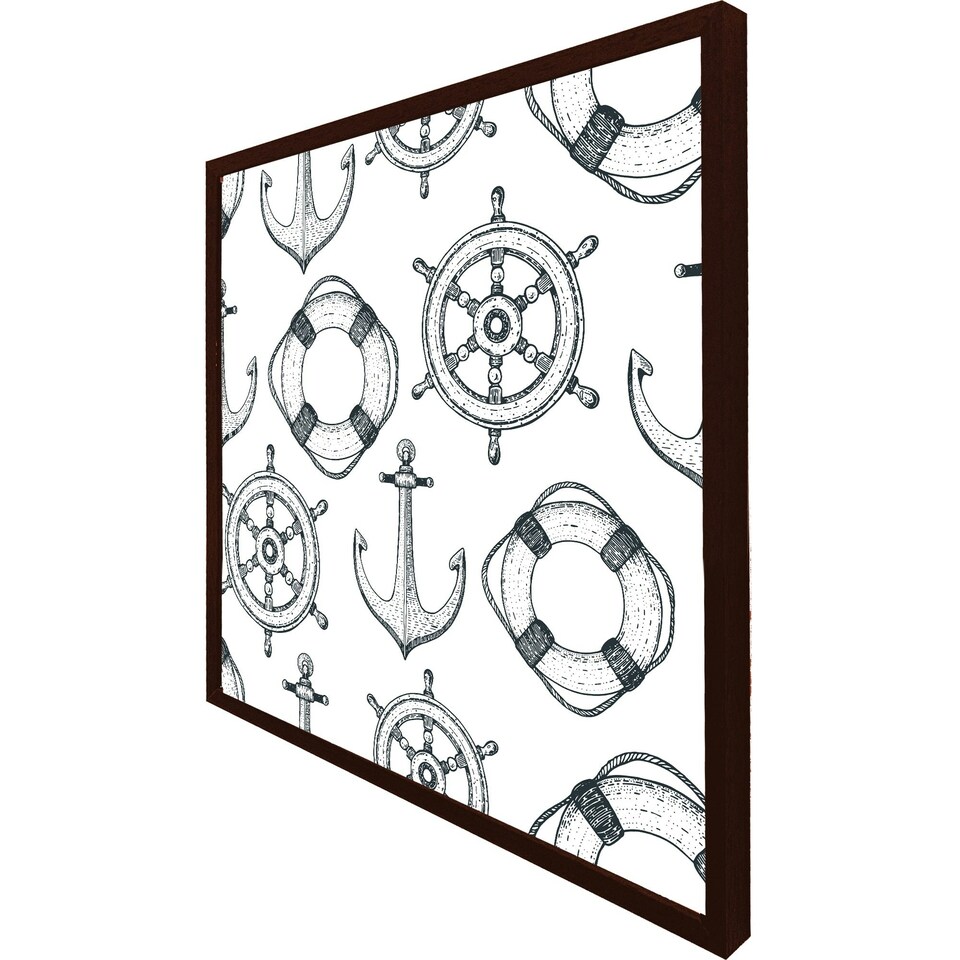 image 1 of Anchor & wheel (Picture Frame) Brown | Oak | XL