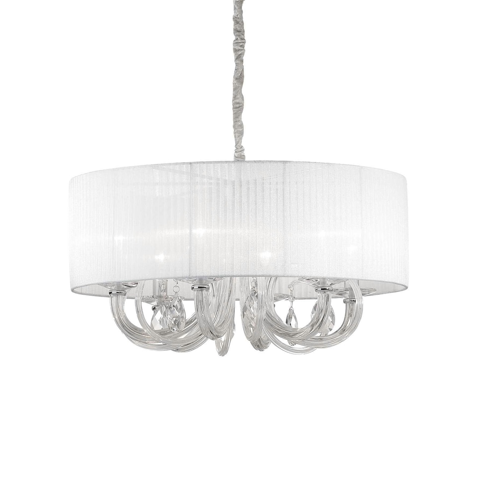 image 1 of Swan  6 Light Multi Arm Ceiling Pendant Chrome, Glass Six, E14