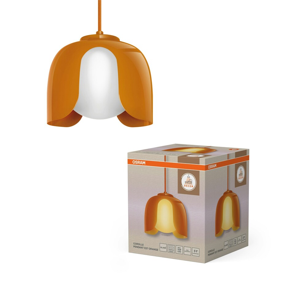 image 1 of Osram Decor Corolle Pendant Ceiling Light E27 Orange Orange