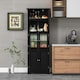 image 7 of COSTWAY Bathroom Storage Cabinet 2 Doors Display Organizer Black Black