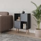 image 3 of Black 4-Cube Storage Unit with 2 Metal Handle Doors and Legs | Grey | Grey & Beech | 1