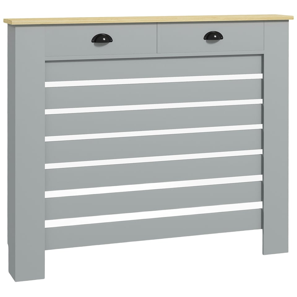 image 1 of HOMCOM Radiator Cover with Drawer, Horizontal Slat, 111cm, Grey