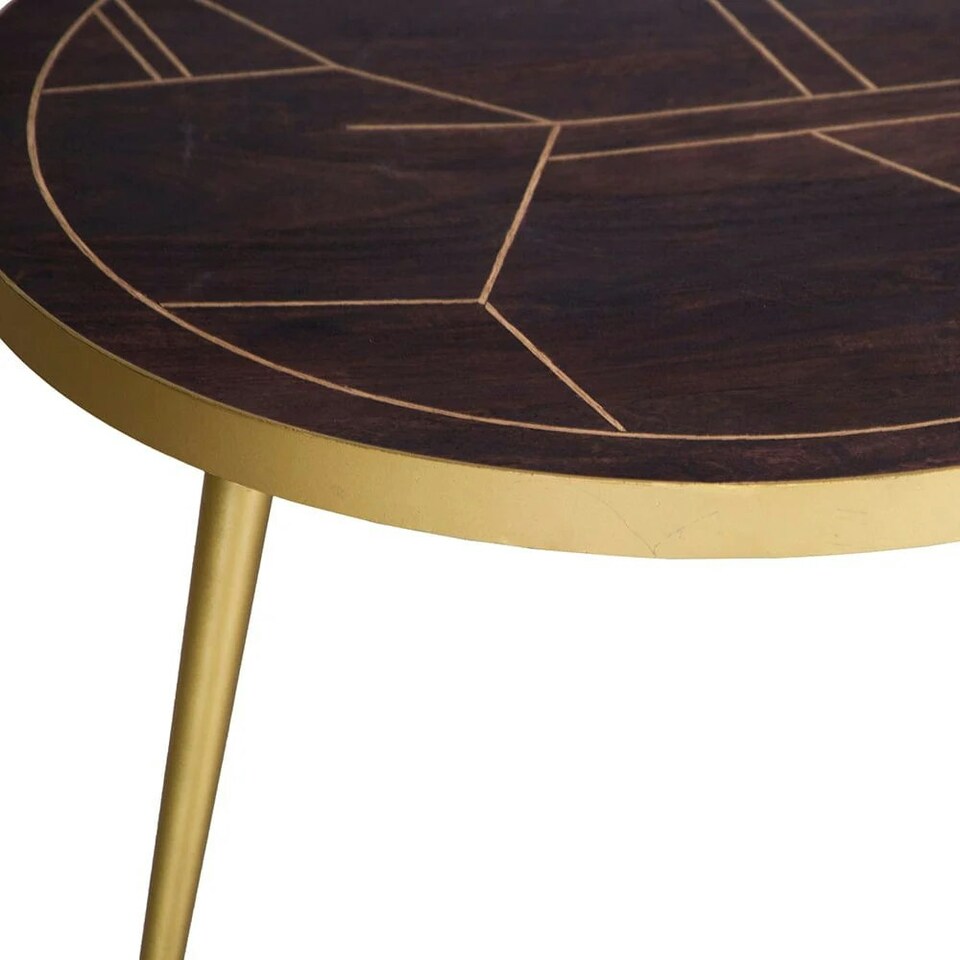 image 1 of Jusleen Solid Mango Wood Round Coffee Table Brown