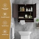 image 4 of COSTWAY Wall Mounted Bathroom Cabinet Medicine Storage Brown Brown
