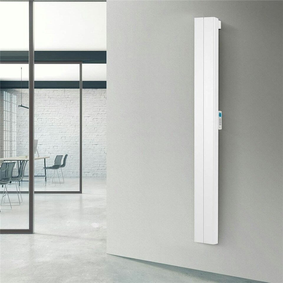 image 1 of 356mm (W) x 1800mm (H) - Black Touch Electric Oil Filled Radiator (Caceres) - 1500 Watts - Depth 90mm - Heats up to 12m²
