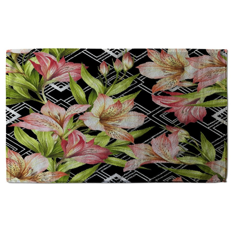 image 1 of Bright Plants on Geometric Background (Kitchen Towel)