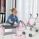 image 4 of 5-in-1 Baby Doll Accessories Play Set – Pink Stroller, Cot, Play Mat, Bouncer & Travel Bags Fits 12"–14" Dolls (Doll Not Included)