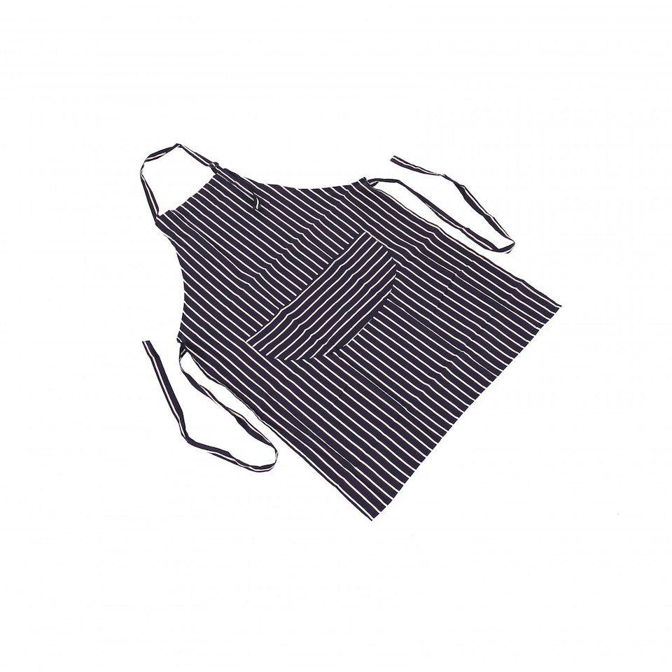 image 1 of Adult Cotton Blue & White Butcher Stripe Chef Apron with Pockets | Blue