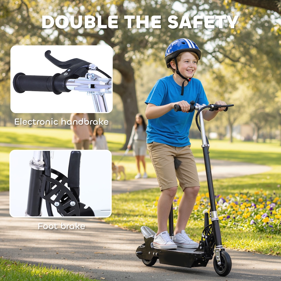 image 1 of HOMCOM Foldable Powered Scooter with Adjustable Seat, Brake | Black