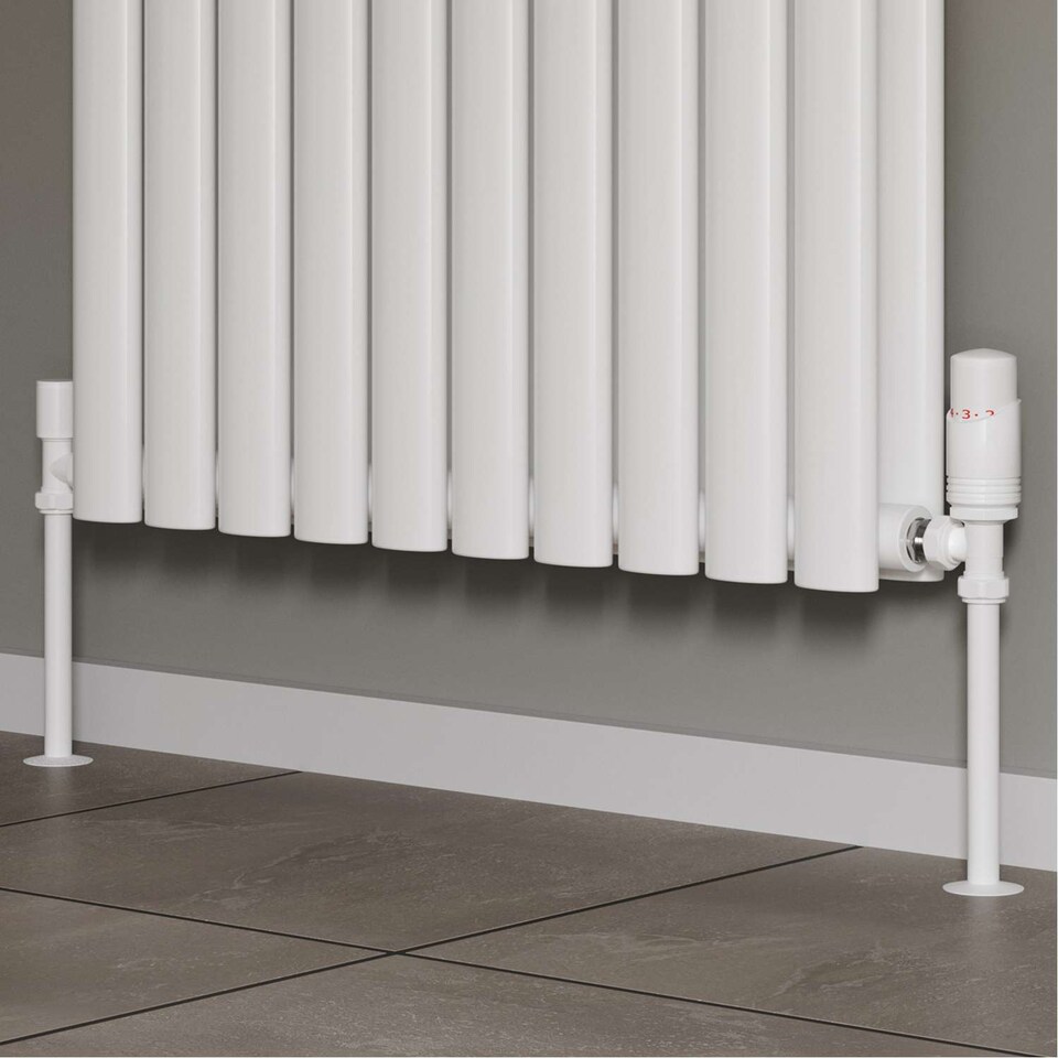 image 1 of Talus Bold Thermostatic Radiator Valve & Lockshield Angled - White - 8mm