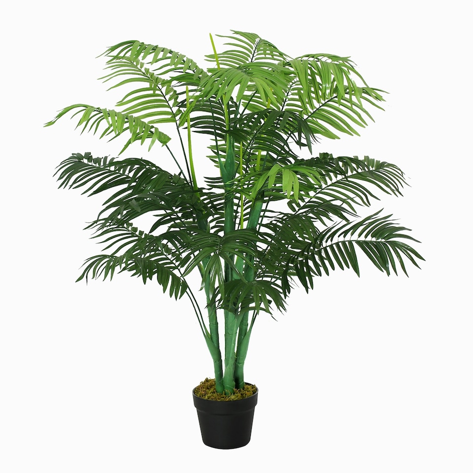 image 1 of Outsunny 125cm/4FT Artificial Palm Plant, Decorative Tree with Pot