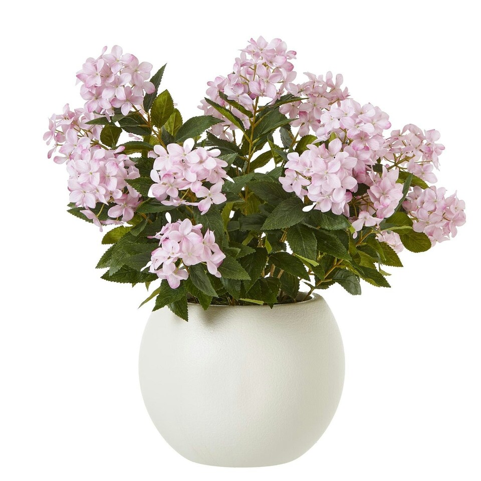 image 1 of Hill Interiors Hydrangea Artificial Potted Plant - Pink - 71cm x 55cm x 55cm