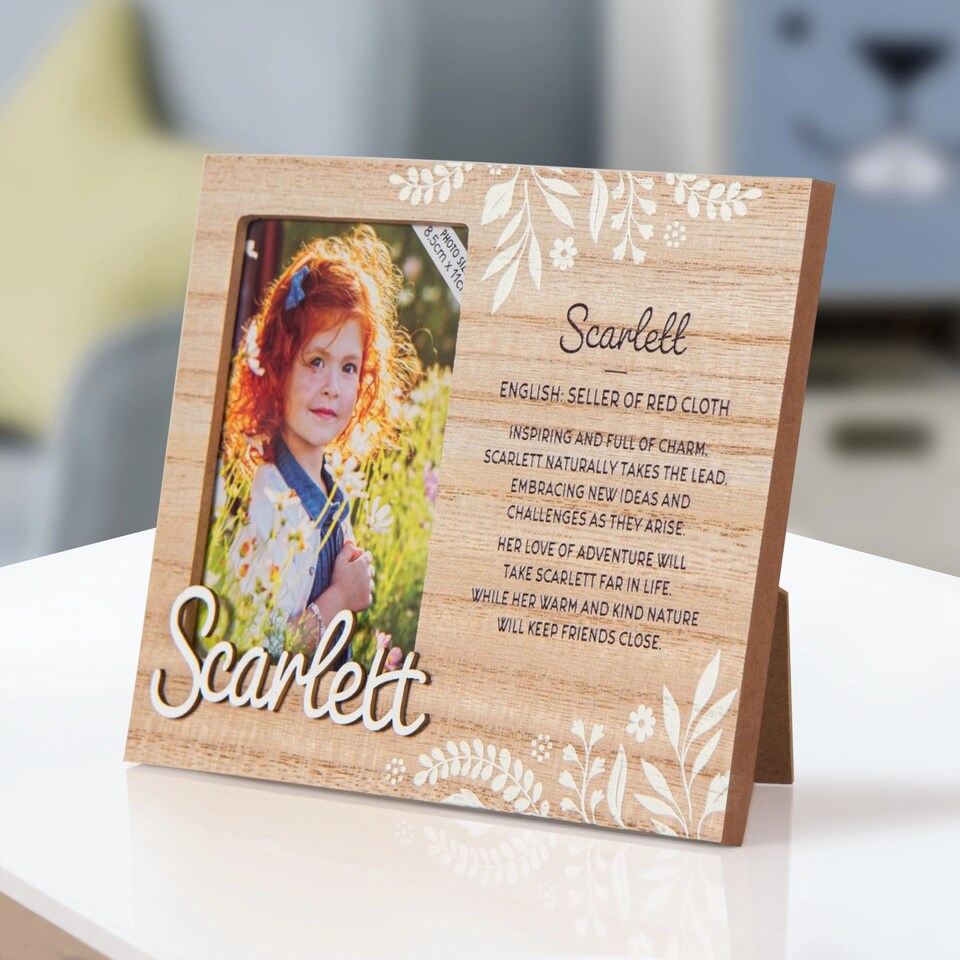 image 1 of History & Heraldry Pre-Personalised Kids Wooden Picture Frame - Scarlett