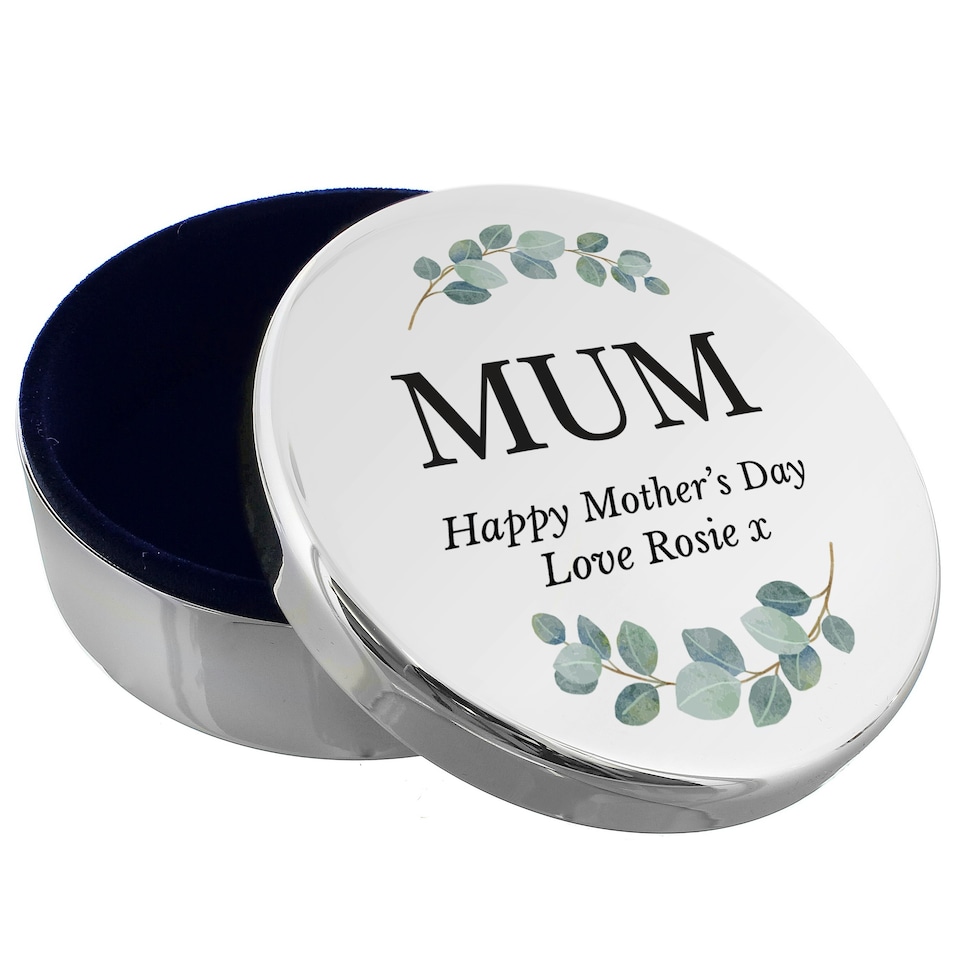 image 1 of Personalised Botanical Round Trinket Box