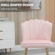image 4 of HOMCOM Velvet-Feel Shell Accent Chair Home Bedroom Lounge Metal Legs Pink
