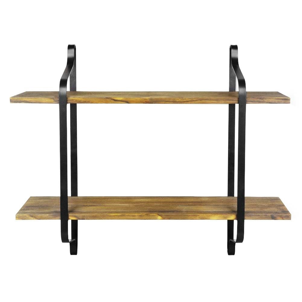Living and Home 2-Tier Industrial Wall-Mounted Floating Shelf Organizer