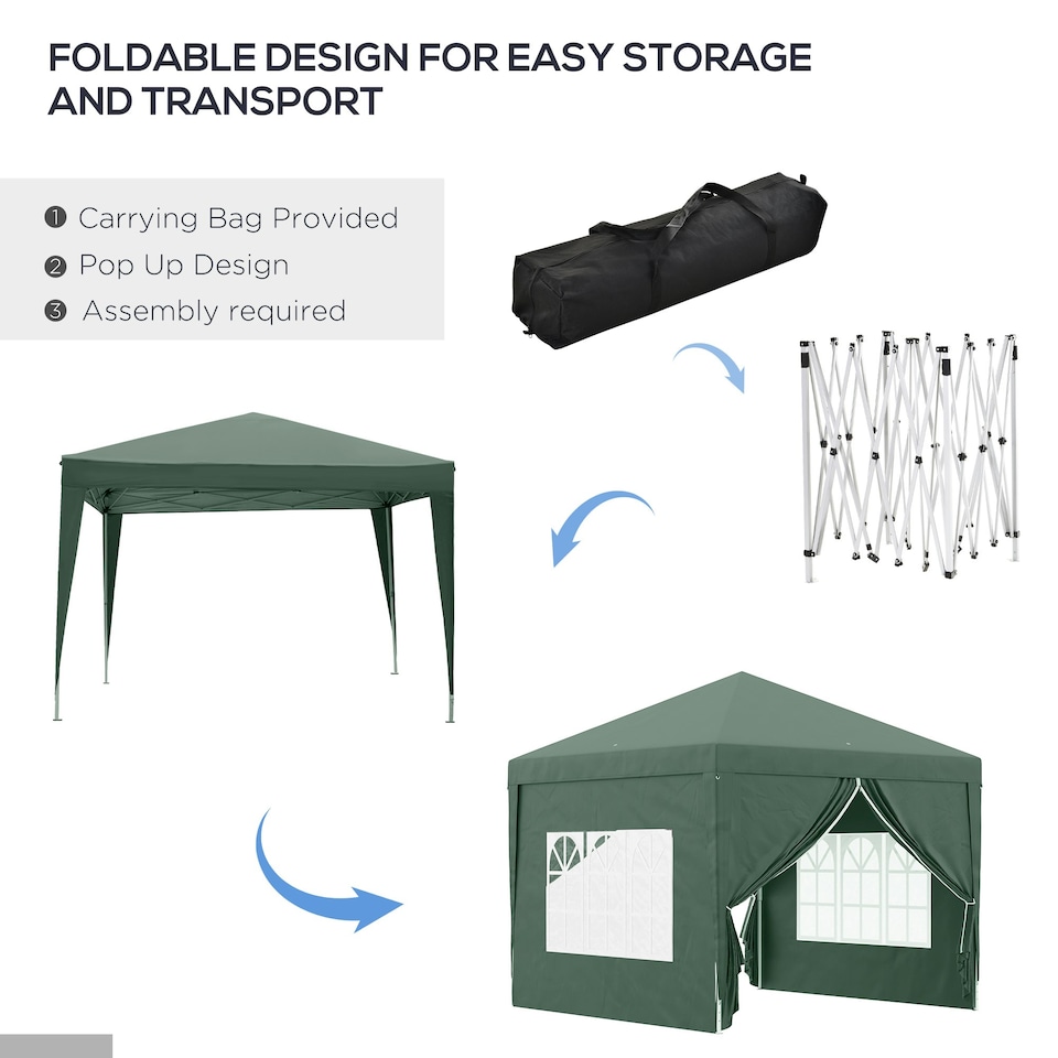 image 1 of Outsunny 3mx3m Pop Up Gazebo Party Tent Canopy Marquee with Storage Bag Blue