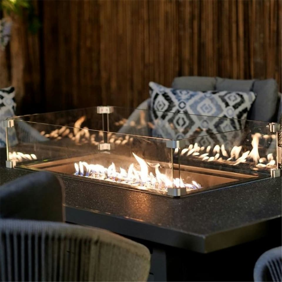 image 1 of 6 Seater Outdoor Firepit Garden Furniture Set With 6 Rope Style Chairs Including Cushions