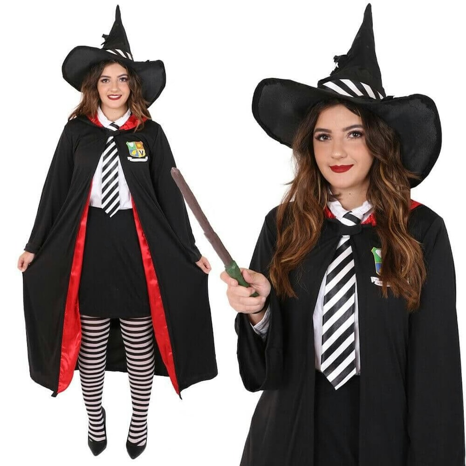 image 1 of Magician Fancy Dress Costume Kit - 6 Piece Set Black | One Size