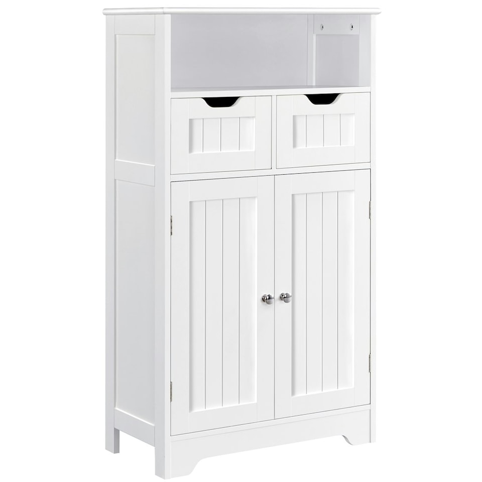 image 1 of Yaheetech Bathroom Floor Storage Cabinet with 2 Drawers White White
