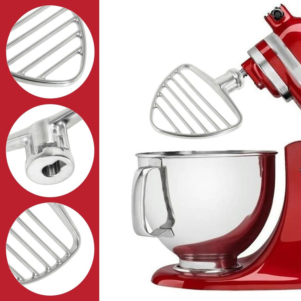 image 1 of SPARES2GO Pastry Beater KSMPB5SS Type for KitchenAid 4.3 4.7 4.8 L Tilt Head Stand Mixer K45 K45SS KSM90 KSM100