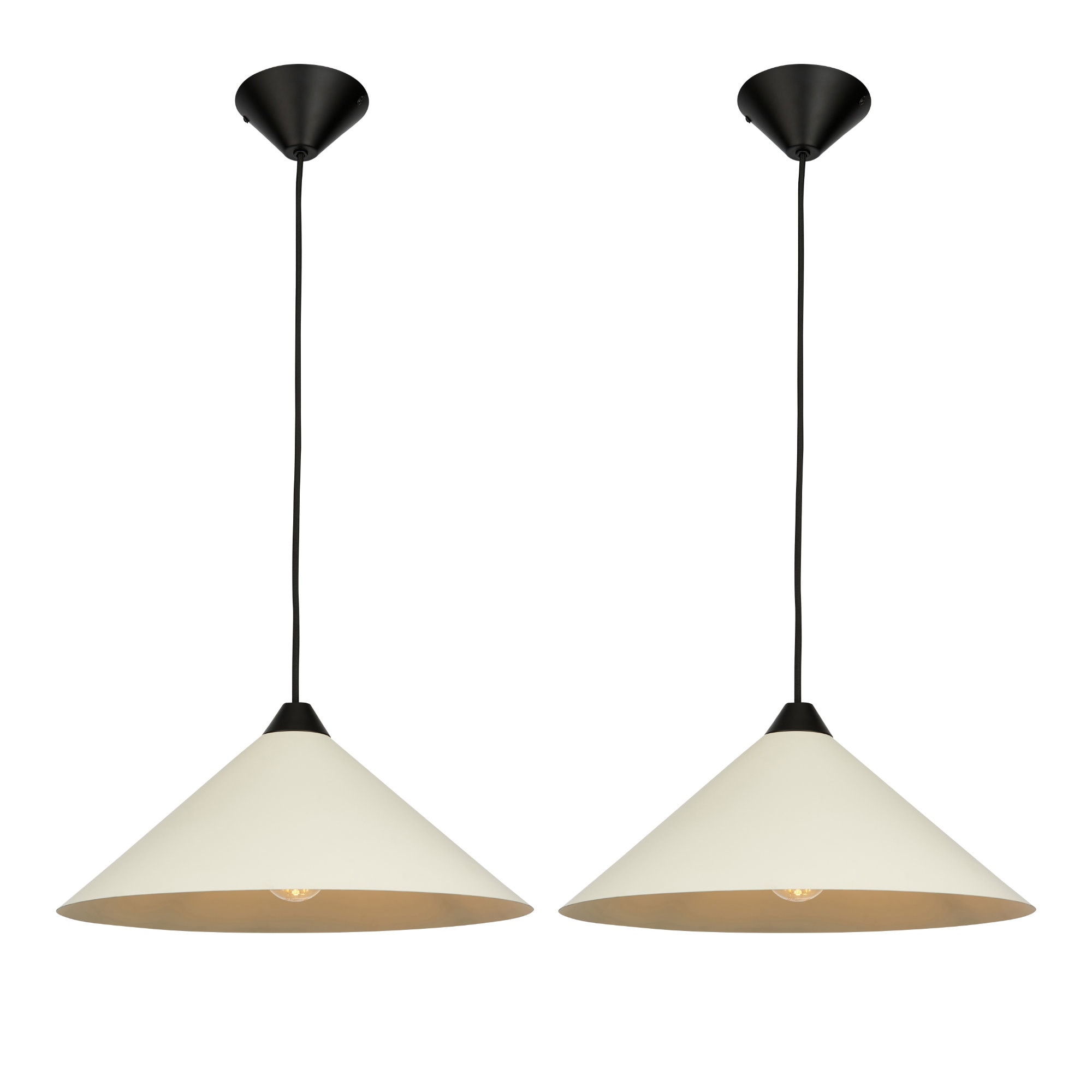 First Choice Lighting Set of 2 Fontana - Taupe 40cm Diameter Ceiling Pendant Lights in Cream