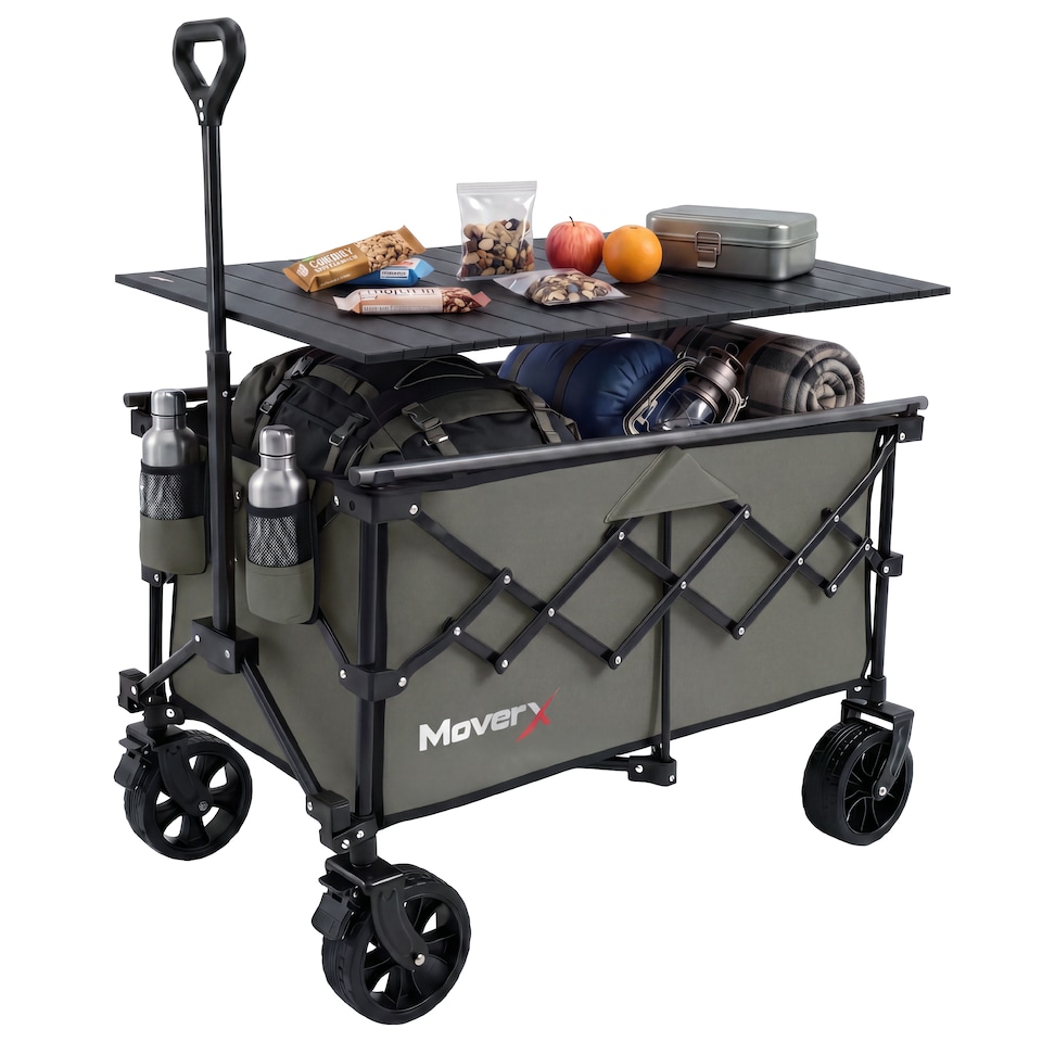 image 1 of MoverX 120L/150kg 2-in-1 Camping Tabletop Trolley / Table - Khaki