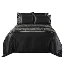 Shimmer Duvet Cover Set Luxury Bedding with Elegant Metallic Finish | Black | Super King