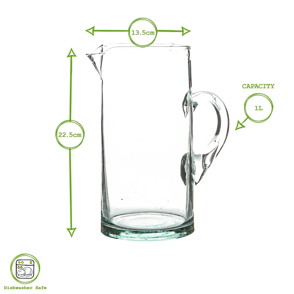 image 1 of Nicola Spring Merzouga Recycled Glass Tumblers with Jug - Clear | Clear | Clear | 7