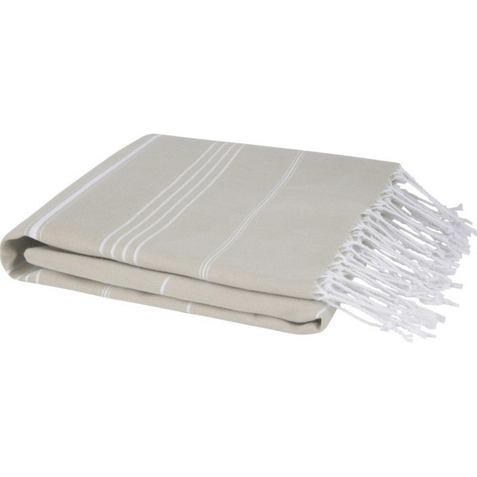 image 1 of Anna Hammam Striped Cotton Beach Towel - Beige - One Size