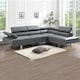 image 1 of Fidenza Leather Corner Sofa Adjustable Headrests, L-Shaped Sectional, Contemporary Living Room Seating, Right Hand Facing Grey