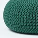 image 4 of Homescapes Forest Green Large Round Cotton Knitted Pouffe Footstool