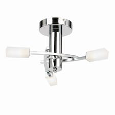 Havana 3 Light Semi Flush Multi Arm Ceiling Light Chrome, Acid Etched Glass, G9