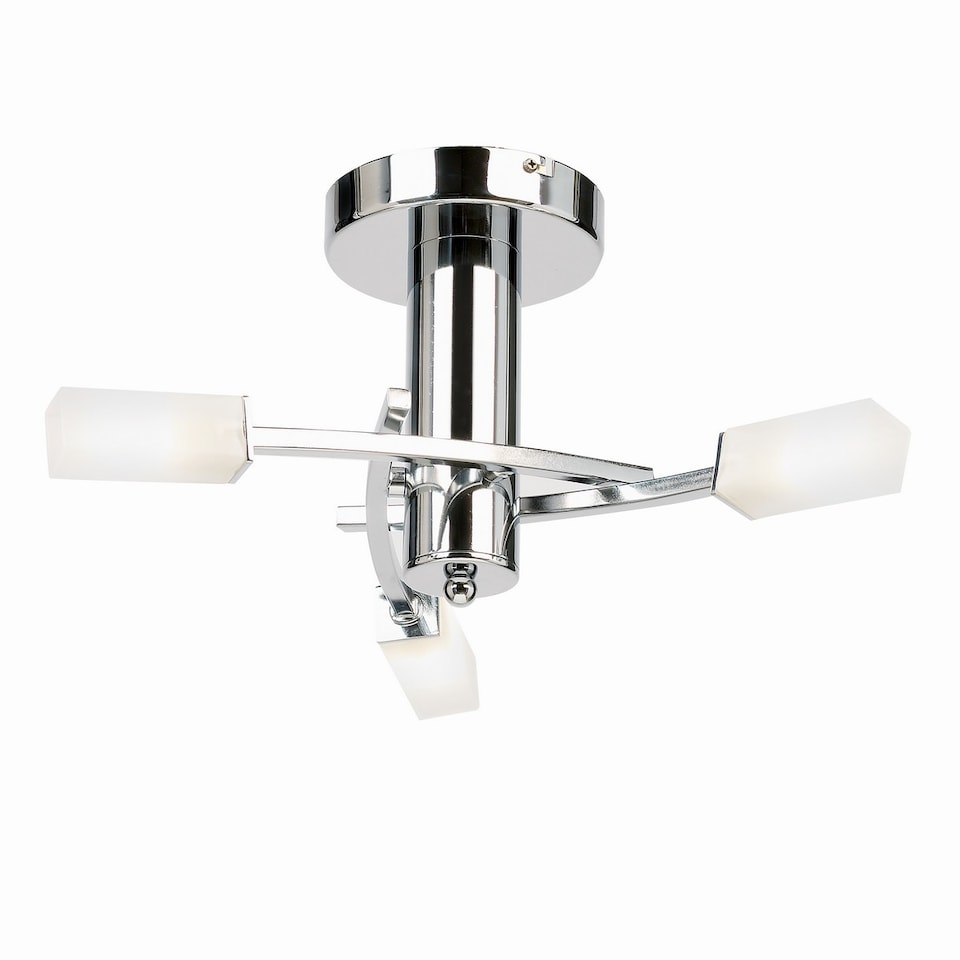 image 1 of Havana 3 Light Semi Flush Multi Arm Ceiling Light Chrome, Acid Etched Glass, G9