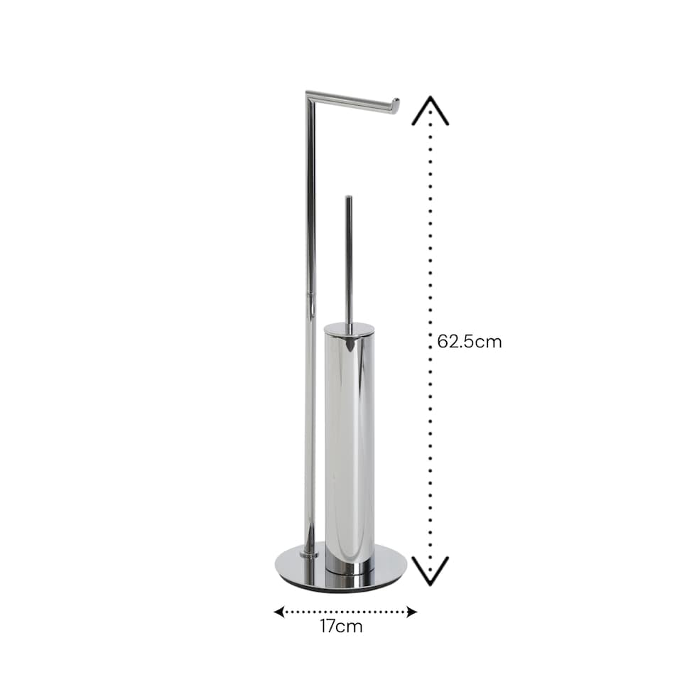 image 1 of Showerdrape Belgravia Chrome Freestanding Toilet Roll Holder & Toilet Brush Combo