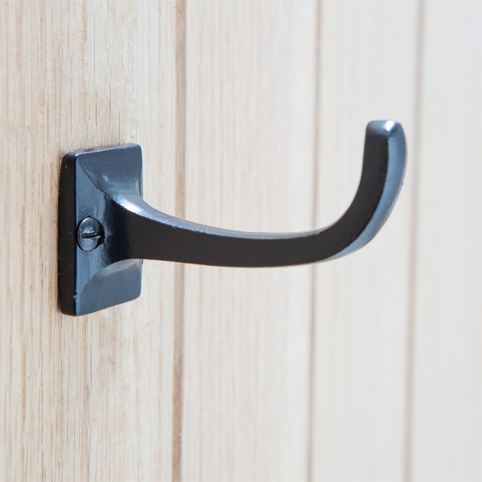 image 1 of Hammer & Tongs Square Back Curved Hook - W30mm x H45mm - Black