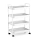 image 2 of Shelf Plastic Slim Storage Trolley Cart Castor Wheels Kitchen Organiser | White | White | 4 Tier White