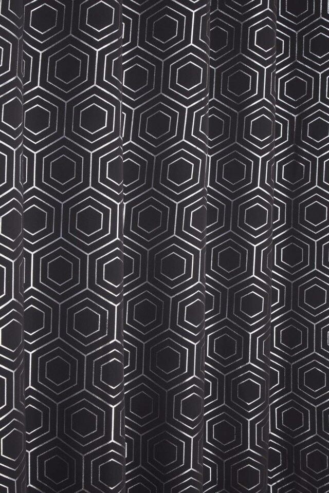 image 1 of Element Geometric Thermal Blackout Eyelet Curtains 168cm x 137cm Charcoal | Grey | Grey