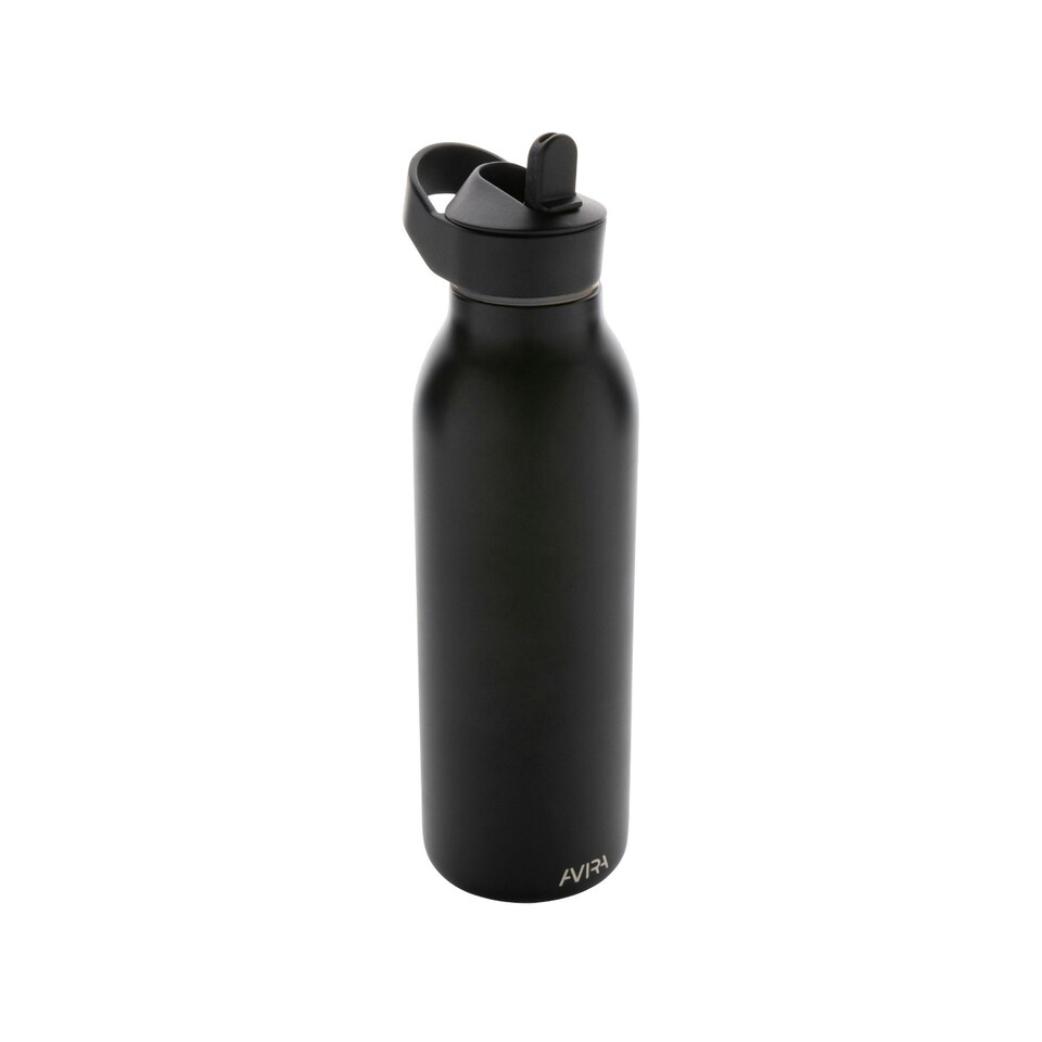 image 1 of Avira Ara Flip Top Recycled Stainless Steel 500ml Water Bottle - Black - One Size Black | One Size