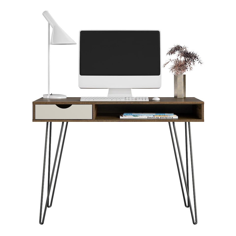 image 1 of Concord desk with storage in brown / grey