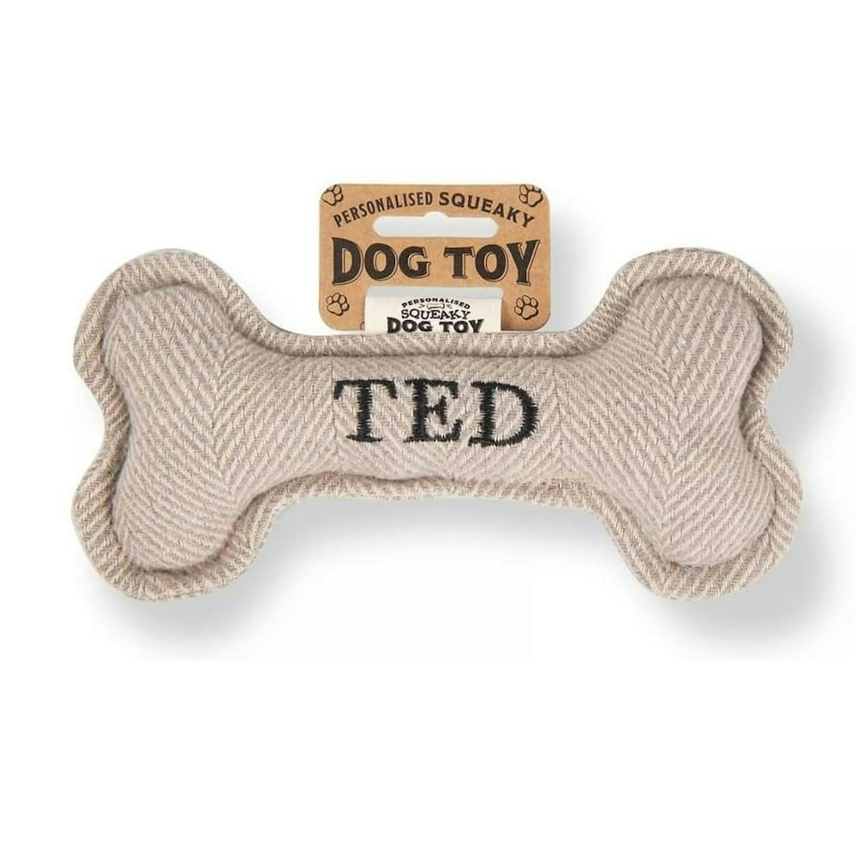History & Heraldry Pre-Personalised Squeaky Bone Dog Toy - Ted
