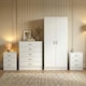 image 1 of Vida Designs Riano 4 Piece Bedroom Set (3 Drawer Bedside Chest, 5 Drawer Chest, 2 Door Wardrobe) White (5)