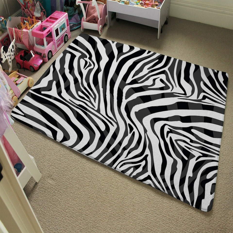 image 1 of Zebra Animal Print (Rug) Black | XL: 160x230cm