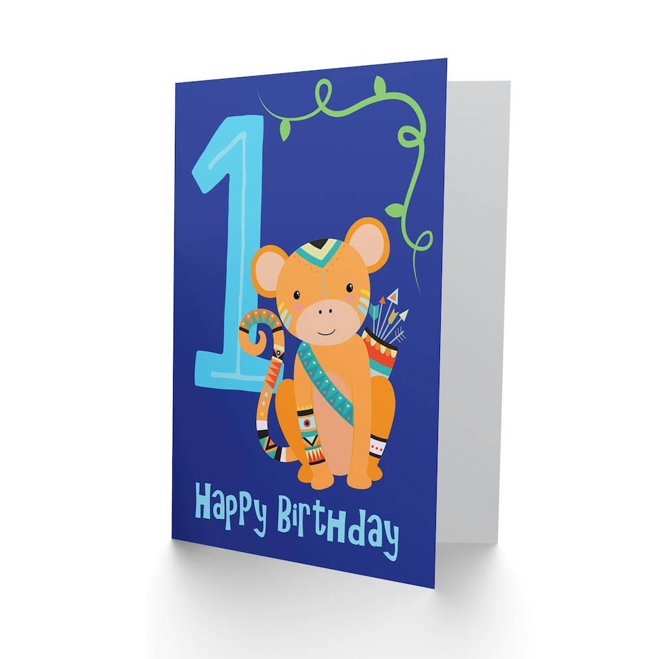 image 1 of Cheeky Monkey Age 1 Year Old 1st Child Kids 1st Birthday Card