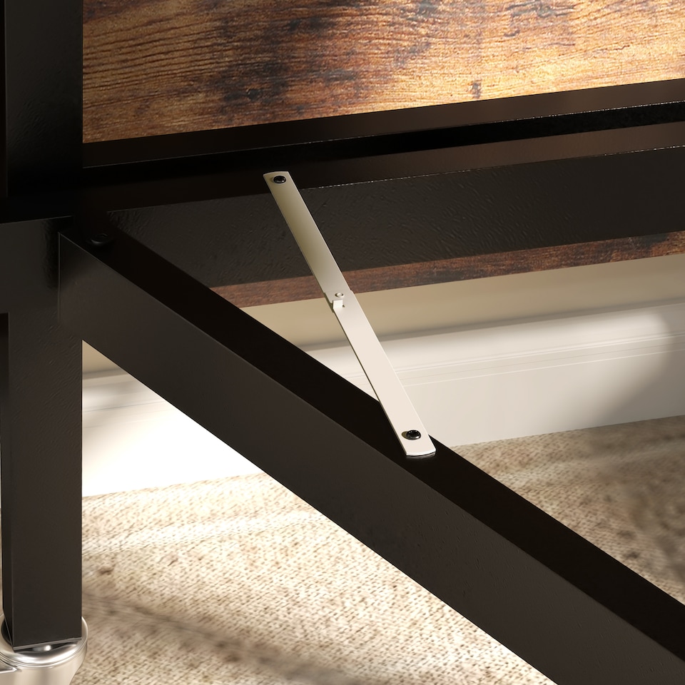 image 1 of HOMCOM Mobile Drop Leaf Table, Folding Dining Table with 6 Wheels & Brakes, Kitchen Table for Small Spaces, Rustic Brown | Brown