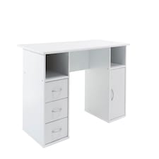 Maryland Desk with 3 Drawers and 1 Door White | White | White