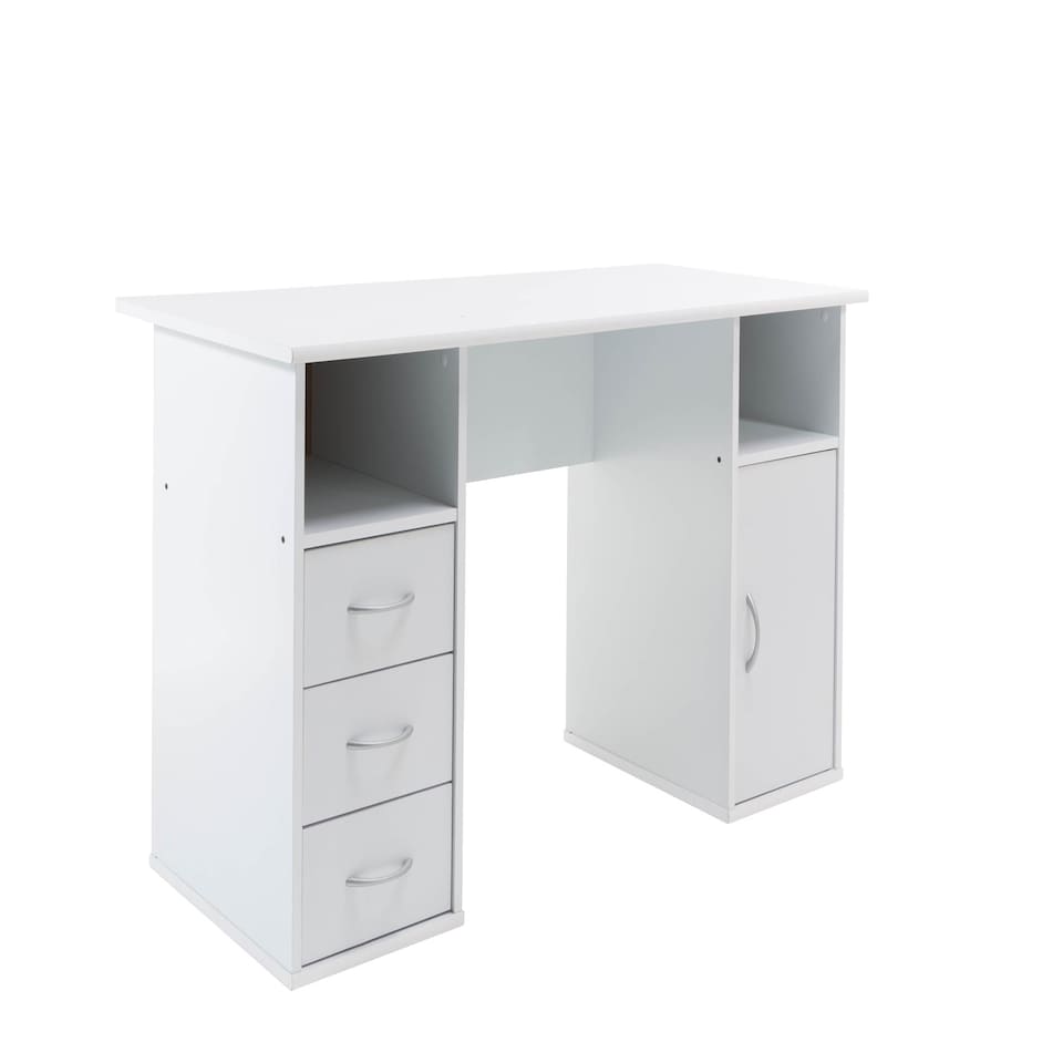 image 1 of Maryland Desk with 3 Drawers and 1 Door White | White | White